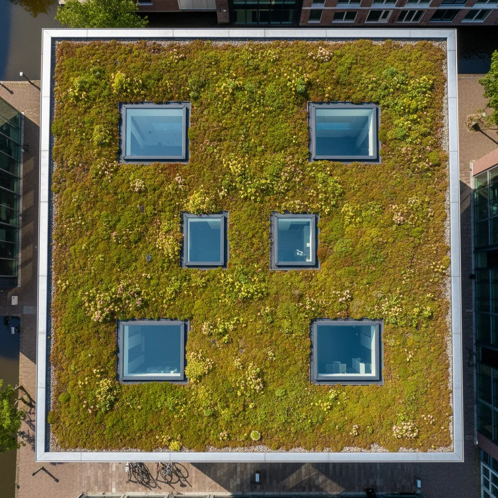 Groen sedum dak project